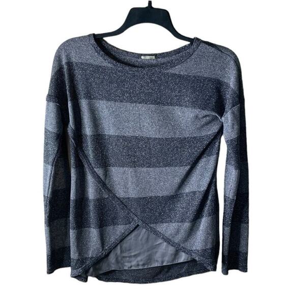 Intimissimi Tops Womens M Long Sleeve Metallic Asymmetrical Knit Sweater Striped - Picture 3 of 8